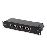 Digitus CAT 6, patch panel třídy E, stíněný, 8 portů RJ45 8P8C, LSA, 1U, 254 mm (10 "), montáž do stojanu, černá