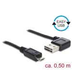 Delock Kabel EASY-USB 2.0 Typ-A samec pravoúhlý levý / pravý > USB 2.0 Typ Micro-B samec 0,5 m