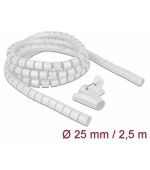 Delock Spirálová hadice se vtahovacím nástrojem 2,5 m x 25 mm, bílá