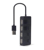 GEMBIRD USB 2.0 4portový hub s vypínači – černý