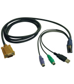 Kabel pro připojení přepínače KVM (řada B020,B022), HD15+PS2+USB-A/HD15 (Samec/Samec), 1.83m