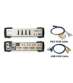 ATEN 4port KVMP USB+PS/2, USB HUB, audio, 1.2m