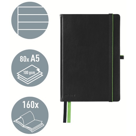LEITZ Zápisník Complete, A5, linka, černá