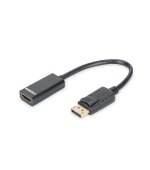 Digitus DisplayPort adapter cable, DP - HDMI type A M/F, 0.15m,w/interlock, DP 1.1a compatible, CE, bl