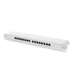 Digitus CAT 6, patch panel třídy E, stíněný, 16 portů RJ45, 8P8C, LSA, 1U, montáž do stojanu, šedá, 482x44x109