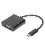 DIGITUS Adaptér USB typu C na VGA, délka kabelu Full HD 1080p: 19,5 cm, černá