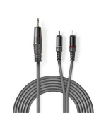 Nedis COTH22200GY15 - Stereofonní Audio Kabel | 3,5 mm Zástrčka – 2x RCA Zástrčka | 1,5 m | Šedá barva