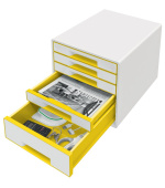 LEITZ Zásuvkový box  WOW CUBE, 5 zásuvek, bílá/žlutá