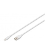 Digitus USB Silicone charging cable, USB-A - Lightning 0,5m, USB 2.0, 12W, white