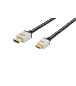 Ednet Připojovací kabel HDMI High Speed, typ C na typ A M/M, 2,0 m, Full HD, bavlna, zlato, si / bl