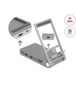 Delock Dokovací stanice na tablety a laptopy, 4K, s integrovaným držákem — HDMI/USB/HUB/SD/Micro SD/PD3.0 - skládací