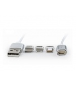GEMBIRD magnetický kabel 3v1, 1m. střbrný