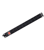 GEMBIRD rozvodná jednotka PDU s 10 zásuvkami C13, výška 1U, proud 16 A, zástrčka C19, kabel 2 m