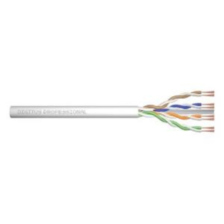 DIGITUS Propojovací kabel CAT 6 U-UTP, surová délka 100 m, papírová krabička, AWG 26/7, LSZH, simplex, barva šedá