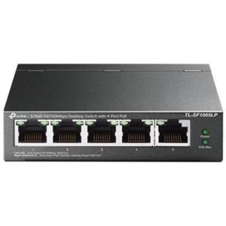 TP-Link TL-SF1005LP switch  5x 10/100Mbps 4x PoE 802.3af (až 15,4W/port) PoE budget 41W