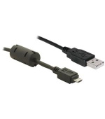 Delock kabel USB 2.0 A samec > micro-USB B samec, ferit, délka 1m