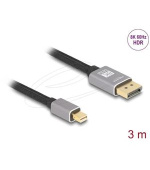 Delock Kabel mini DisplayPort na DisplayPort 8K 60 Hz 3 m šedá kovová bez západky