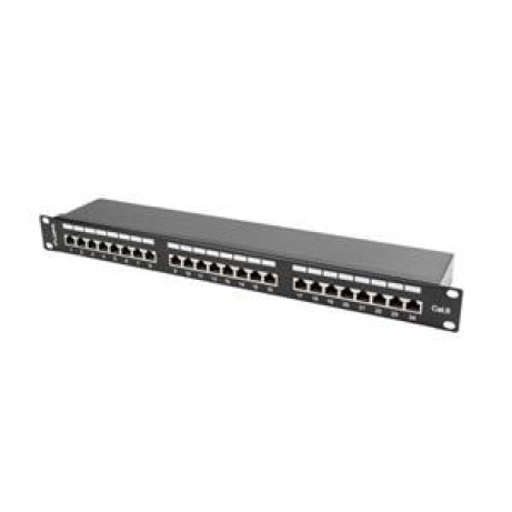 LANBERG PATCH PANEL 24 PORTŮ 1U 19" CAT.6 FTP STÍNĚNÝ ČERNÝ