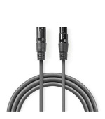 Nedis COTG15010GY150 - Vyvážený XLR Audiokabel | XLR 3pinová Zástrčka – XLR 3pinová Zásuvka | 15 m | Šedá barva