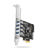 AXAGON PCEU-43RS, PCIe řadič, 4x USB 3.2 Gen 1 port, 5 Gbps, napájení z PCIe nebo SATA, SP & LP