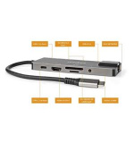 Nedis CCBW64775AT02 - Dokovací Stanice | USB 3.2 Gen 1 | USB-C™ Zástrčka | RJ45 Zásuvka / SD / Výstup HDMI™ / 2x USB-C™