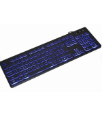 GEMBIRD Multimediální klávesnice s 3barevným podsvícením, černá, americké rozložení kláves