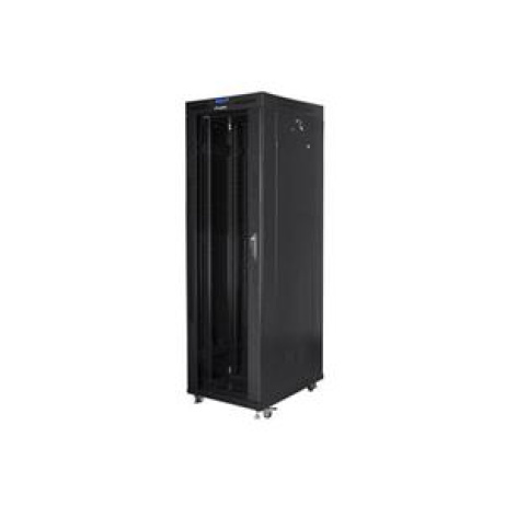 LANBERG Volně stojící skříň 19" 42U/800x800 (v rozloženém stavu) skleněné dveře LCD černá (RAL9004)