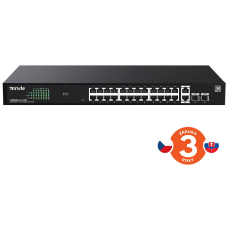 Tenda TEG2228P-24-410W Gigabit PoE+ Websmart L2 Cloud switch 370W, 24x 1Gb/s PoE+,2xRJ45,2xSFP, Rack