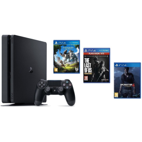 PS4 - Playstation 4 1TB Black, F Chasiss + TLOU + U4 + HZD 28.6.2019