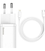 Baseus rychlonabíječka do sítě Super Si USB-C PD QC 20W s Lightning kabelem 1m bílá