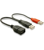 Delock Napájecí kabel USB A samice z 2xUSB A samec. délka 22,5 cm