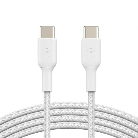 BELKIN kabel oplétaný USB-C - USB-C, 1m, bílý