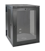 Skříň SmartRack 18U, Š=600mm, Hl=550mm, hloubka pro přepínače, prosklené dveře, montáž na stěnu