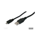 Digitus USB 2.0 kabel USB A samec na USB micro B samec, 2x stíněný, Měď, 1,8m