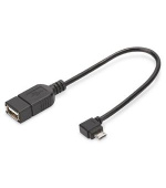 Digitus Adaptérový kabel USB 2.0, OTG, typ micro B - A M / F, 0,15 m, USB 2.0 v souladu, pravý úhel, bl