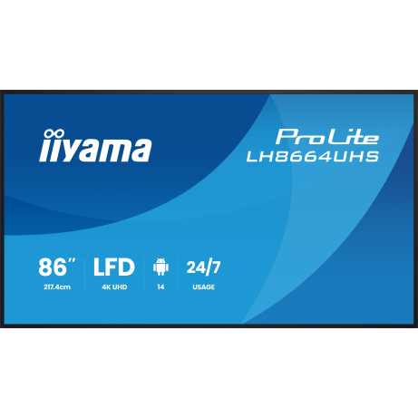 86" iiyama LH8664UHS-B3AG:IPS,4K,ANDR 14,24/7