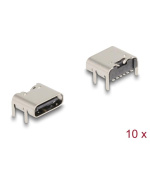 Delock 6-pinový SMD konektor USB 5 Gbps USB Type-C™, zásuvkový, k montáži pájením, pravoúhlý 90°, 10 ks