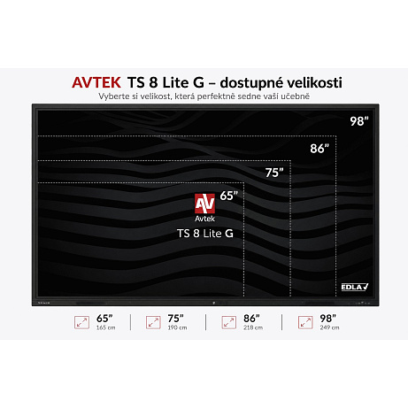 AVTEK TS 8 Lite G 86, interaktivní dotykový displej 86", 4K, 8GB/128GB, EDLA, Android 14