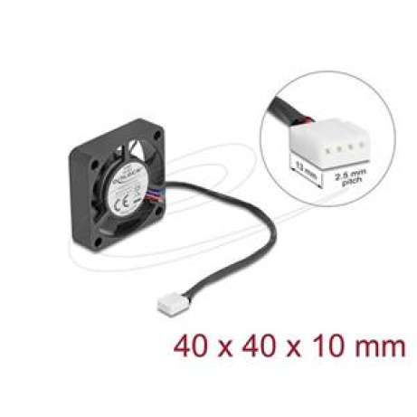 Delock Axiální ventilátor: 12 V DC, 40 x 40 x 10 mm, černý