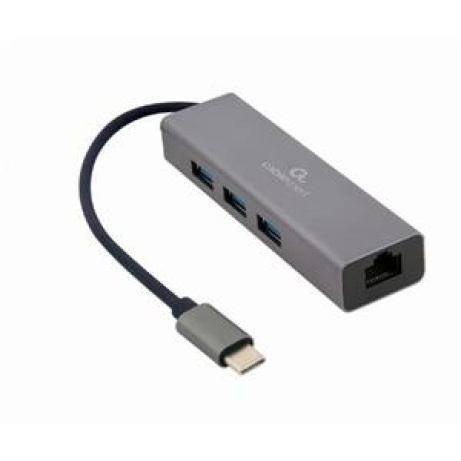 Gembird Gigabitový síťový adaptér USB-C s 3portovým rozbočovačem USB 3.1