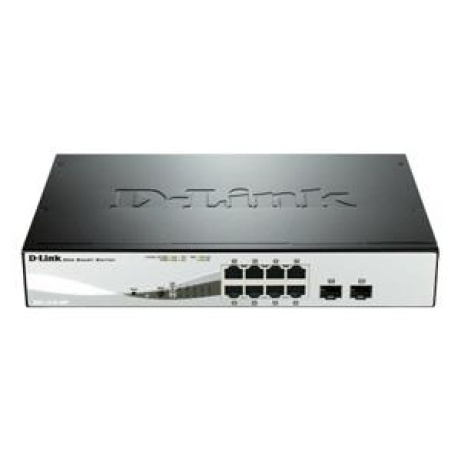D-Link DGS-1210-08P Smart PoE switch, 8x GbE PoE+, 2x SFP, PoE 65W, fanless