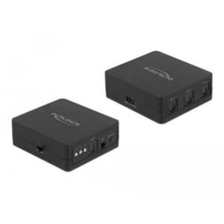 Delock Přepínač S/PDIF TOSLINK 3 v 1 výstup s infračerveným dálkovým ovládáním a napájený přes USB