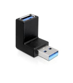 DeLock adaptér USB 3.0 samec - USB 3.0 samice pod úhelem 90° vertikálně