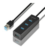 AXAGON HUE-S2BL, 4x USB3.0 CHARGING hub 1.2m kabel, micro USB nap. konektor