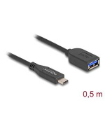 Delock Koaxiální kabel USB 10 Gbps, ze zástrčky USB Type-C™ na zásuvku Typ-A, délky 50 cm