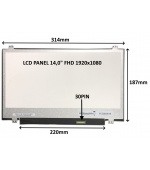 LCD PANEL 14,0" FHD 1920x1080 30PIN MATNÝ / ÚCHYTY NAHOŘE A DOLE