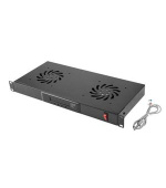 LANBERG 19" FAN UNIT / VENTILATION PANEL WITH LCD 2 FANS + THERMOSTAT 230V BLACK