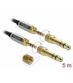 Delock Stereofonní kabel s tríkolíkovou zástrckou 3,5 mm na zástrcku se šroubovacím adaptérem rozmeru 5 m