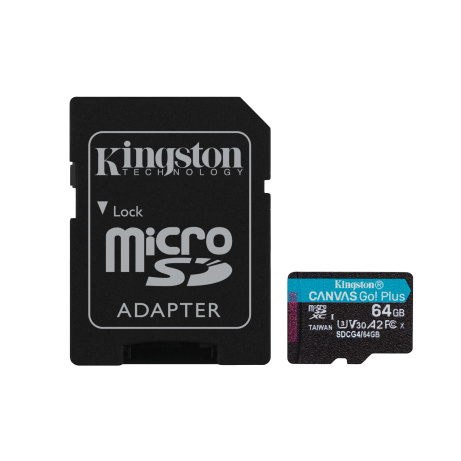 Kingston Canvas Go Plus A2/Micro SDXC/64GB/UHS-I U3 / Class 10/+ Adaptér