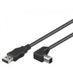 PremiumCord Kabel USB 2.0, A-B, 2m se zahnutým USB-B konektorem 90°